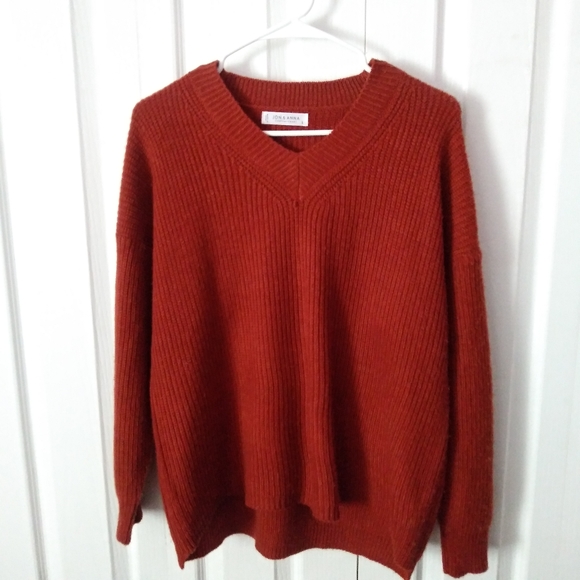 Brown V Neck Sweater Size Lg - Picture 2 of 7
